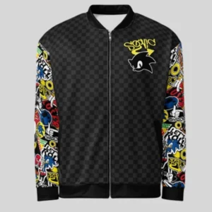 Get Sonic Sticker Bomb Bomber Jacket