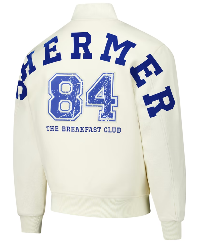 Get The Breakfast Club Freeze Max Shermer Cream Varsity Jacket