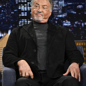 Get The Tonight Show Sylvester Stallone Black Suede Blazer