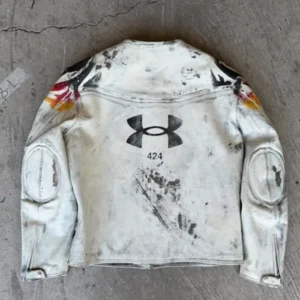 Get Under Armour x 424 White Leather Jacket