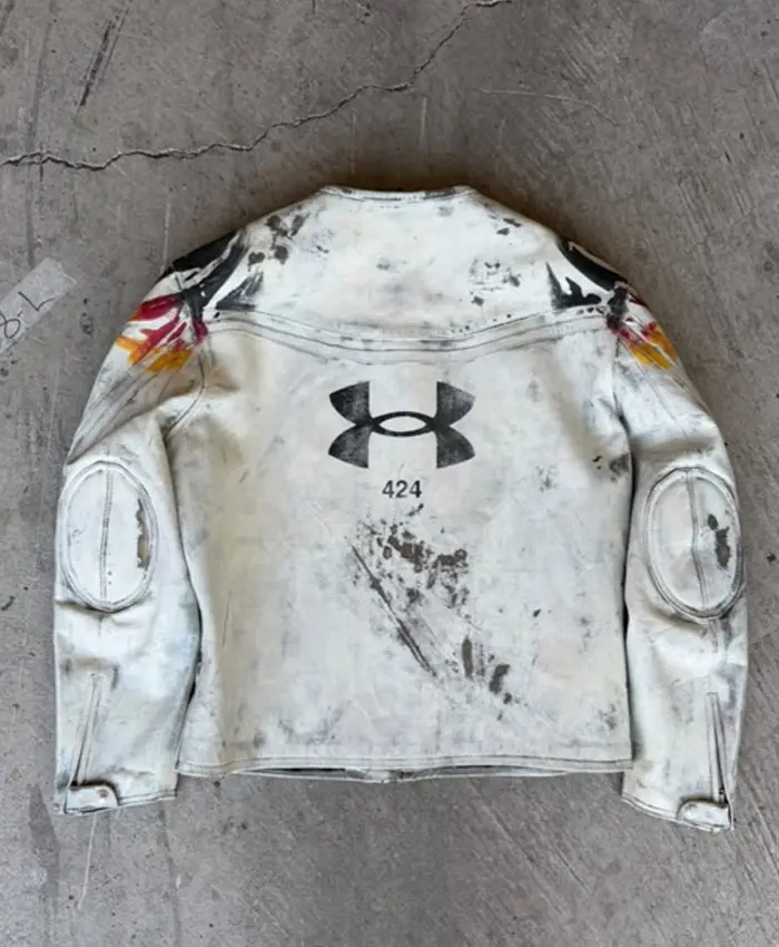 Get Under Armour x 424 White Leather Jacket