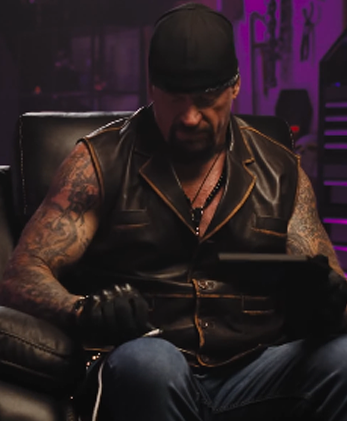 Get Undertaker Looking for Cena Brown Leather Vest