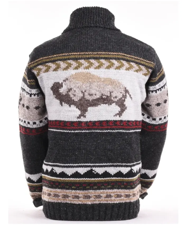 Get Yellowstone Nordic Pattern Zip-Up Knit Sweater