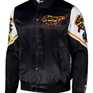 Ghost Rider Chalk Line Fanimation Black Satin Jacket