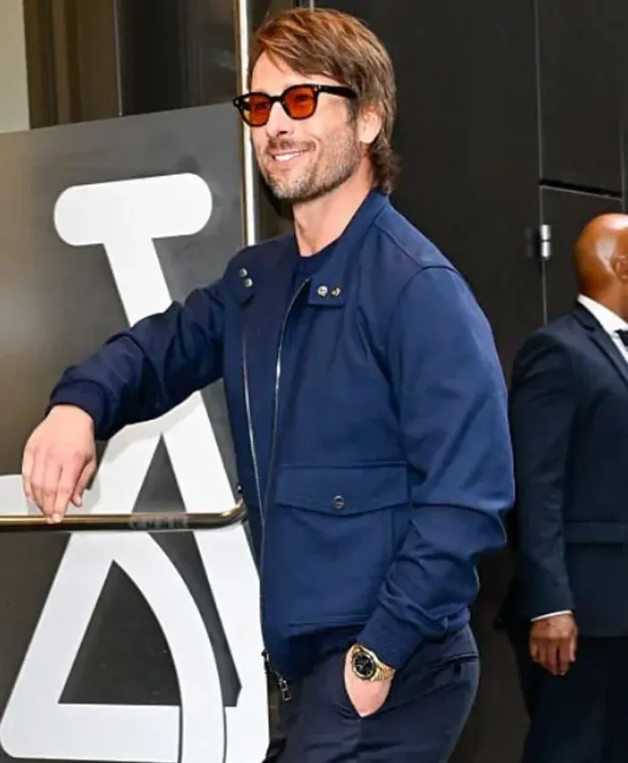 Glen Powell NYC Blue Bomber Jacket
