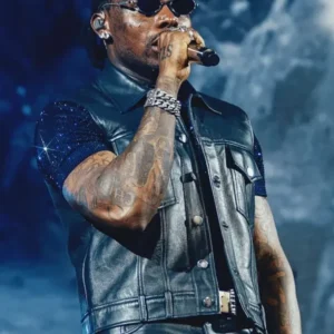 God We Trust Tour Asake Leather Vest