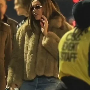 Hailey Bieber LA Concert Fur Jacket
