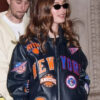Hailey Bieber New York Knicks Leather Jacket
