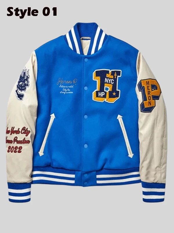 Heron Preston Blue Varsity Jacket
