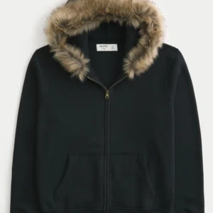 Hollister Fur Zip-Up Hoodie