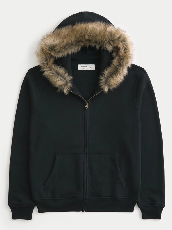 Hollister Fur Zip-Up Hoodie