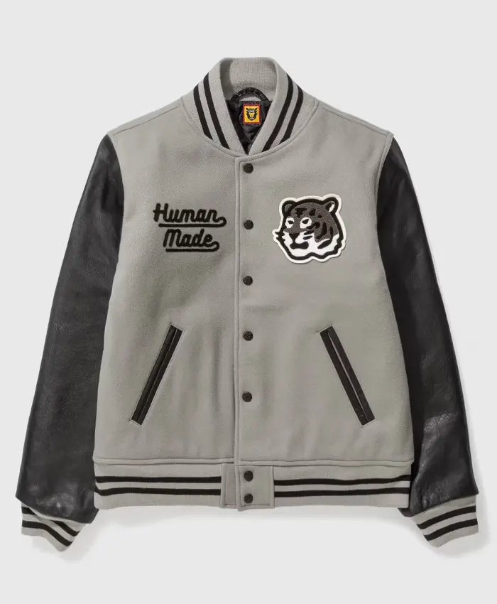Human Made Grey Letterman Varsity Jacket