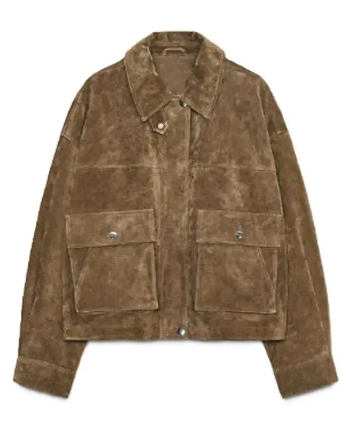 In The City S01 Amanda Batula Brown Suede Jacket