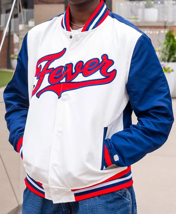 Indiana Fever Satin Script Bomber Jacket