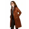 Ink 2026 Claire Foy Brown Leather Coat