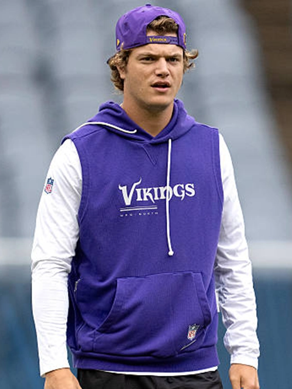 J.J. McCarthy 2026 Vikings Sideline Sleeveless Hoodie