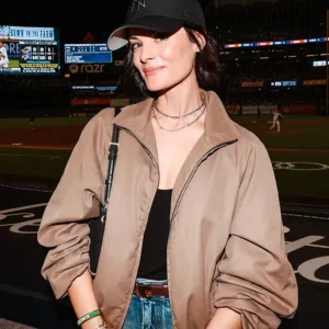 Jaimie Alexander MLB Yankees Brown Zip-Up Jacket