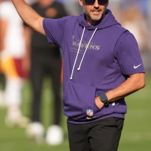 Jesse Minter Preseason 2026 Ravens Sideline Sleeveless Hoodie