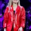 Jingle Ball Sabrina Carpenter Red Leather Blazer