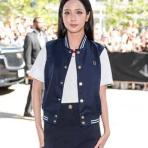 Jisoo NYFW Navy Tommy Hilfiger Blue vest