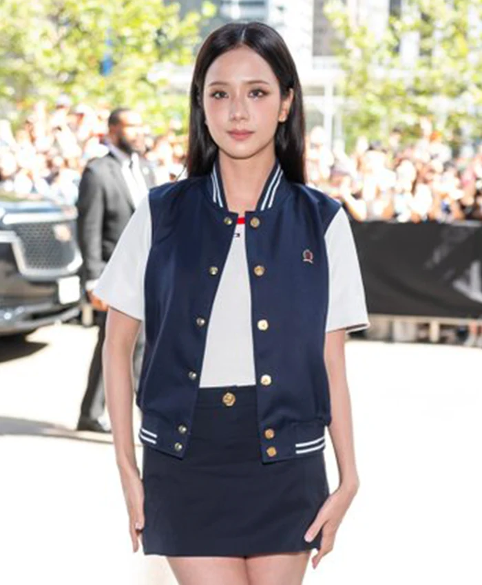 Jisoo NYFW Navy Tommy Hilfiger Blue vest