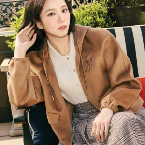 Jisoo Tommy Hilfiger Brown Wool Hooded Jacket