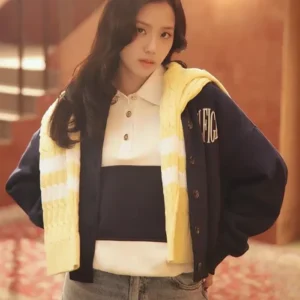Jisoo Tommy Hilfiger Varsity Fleece Bomber Jacket