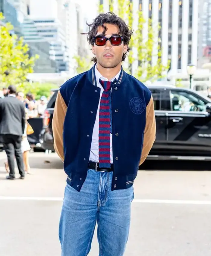 Josh Heuston New York Fashion Blue Wool-Blend Varsity Jacket