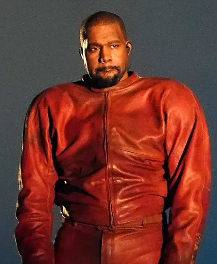 Kanye West Chicago Custom Red Leather Tracksuit