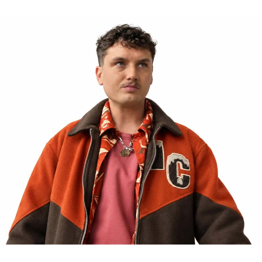 Kill Jackie 2026 Orange and Brown Varsity Jacket