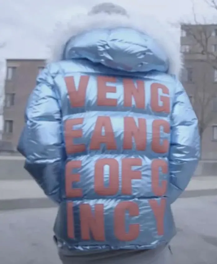 King-Von-Blue-Fur-Hooded-Shiny-Vengeance-Puffer-Jacket