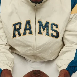 LA Rams x Elwood Off-White Retro Helmet Windbreaker Jacket