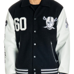 Las Vegas Raiders Collared Black Varsity Jacket