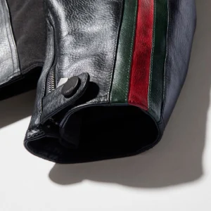 Leather Biker Web Detail Jacket for Mens and Womens