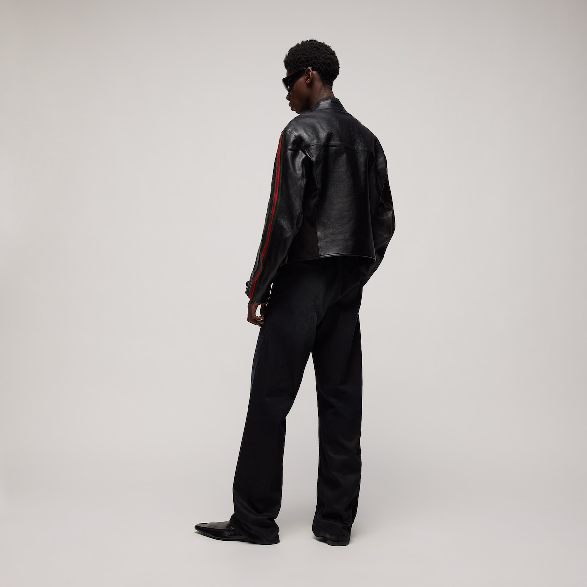 Leather Biker Web Detail Jacket