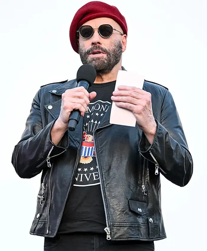 Los Angeles Event John Travolta Leather Jacket