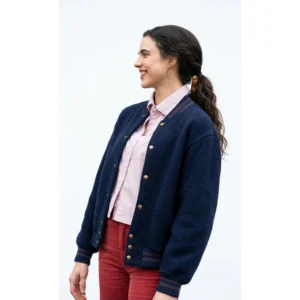 Love of Your Life 2026 Margaret Qualley Blue Varsity Jacket