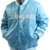 MLB LA Dodgers Blue and White Satin Varsity Jacket