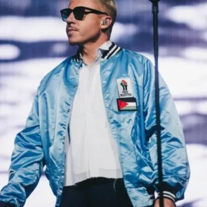 Macklemore Free Palestine Blue Varsity Jacket