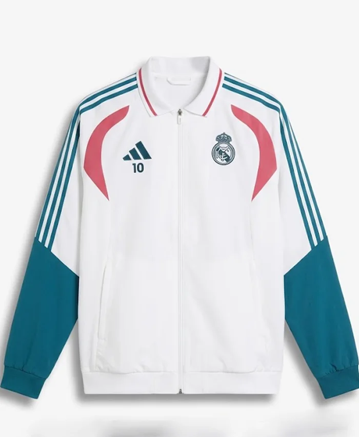 Men White Real Madrid Mbappe Track Jacket