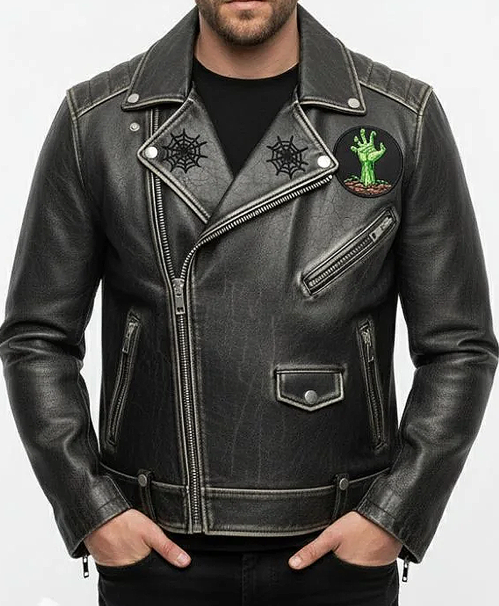 Men’s Black Leather Biker Jacket