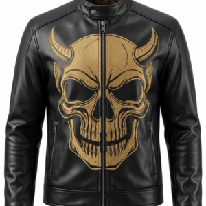 Men’s Skull Logo Leather Jacket