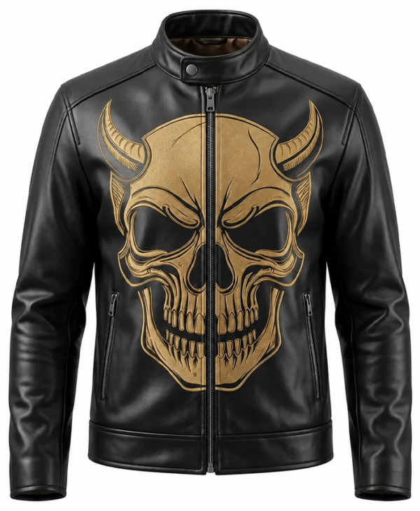 Men’s Skull Logo Leather Jacket