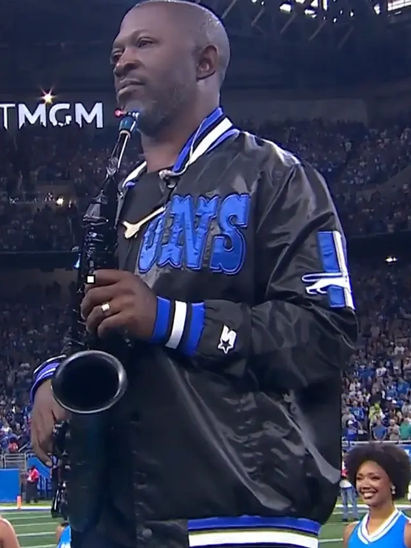Mike Phillips Detroit Lions Black Satin Jacket