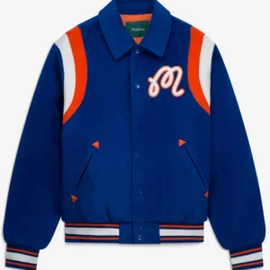 NY Knicks Malbon Golf Blue The Garden Varsity Jacket
