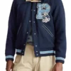 Navy Hooded Letterman Jacket