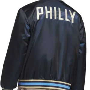 Navy Satin Bomber Jacket