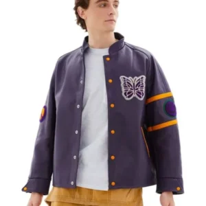 Needles Patched Letterman Purple Jacket