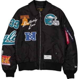 New Era x Alpha Industries Eagles MA-1 Black Bomber Jacket