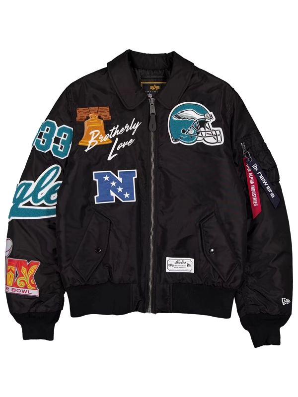 New Era x Alpha Industries Eagles MA-1 Black Bomber Jacket